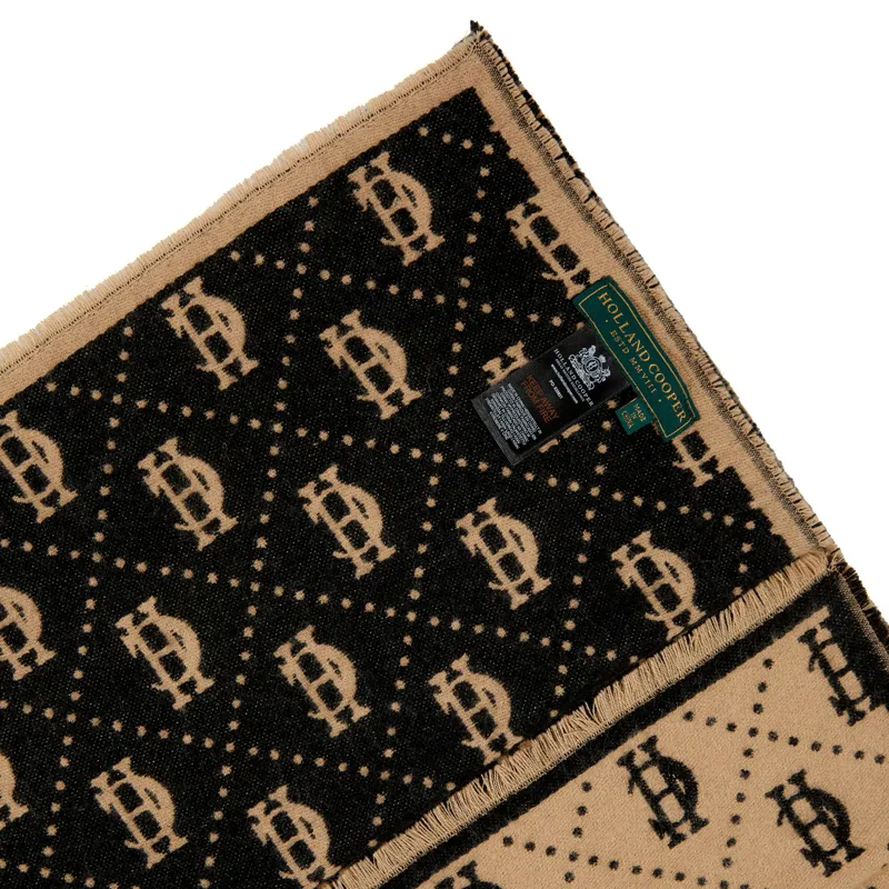 Holland Cooper Lightweight Monogram Scarf - Tan/Black-4