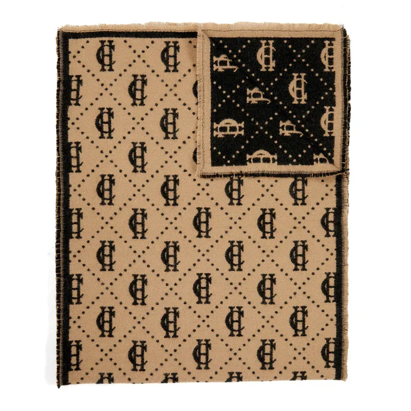 Holland Cooper Lightweight Monogram Scarf - Tan/Black-1