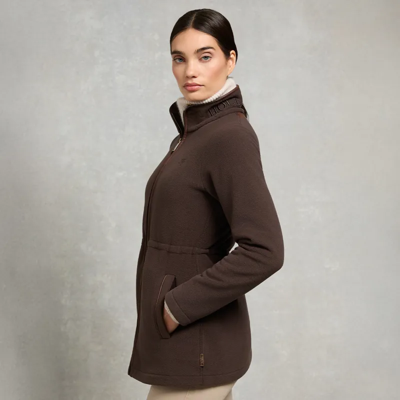Holland Cooper Longline Country Fleece Womens Jacket - Chocolate-3