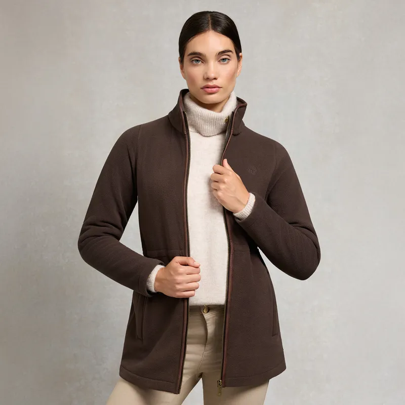 Holland Cooper Longline Country Fleece Womens Jacket - Chocolate-1
