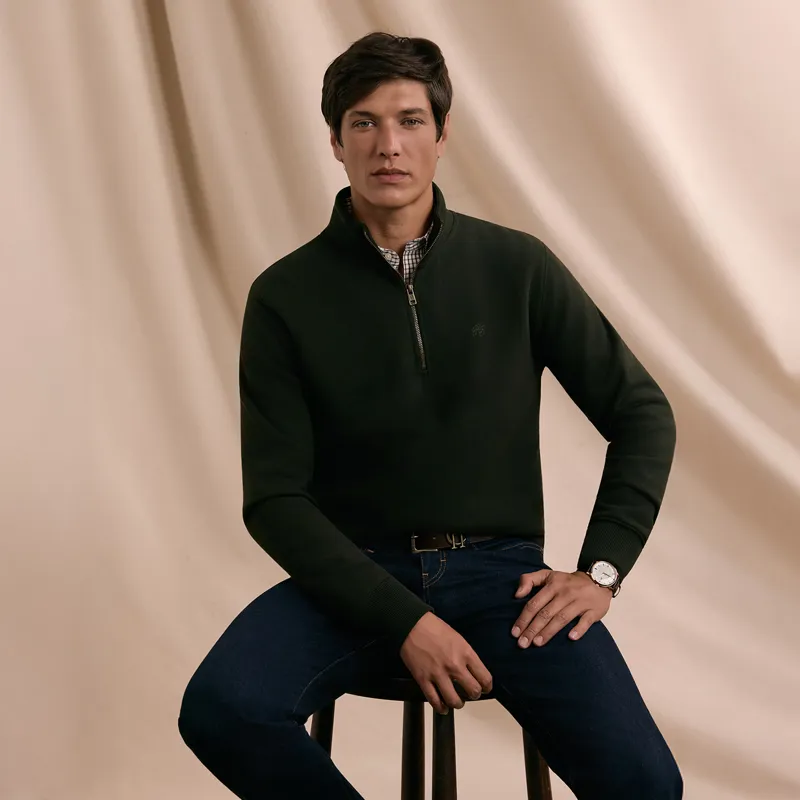 Holland Cooper Mens Quarter Zip Sweatshirt - Racing Green-6