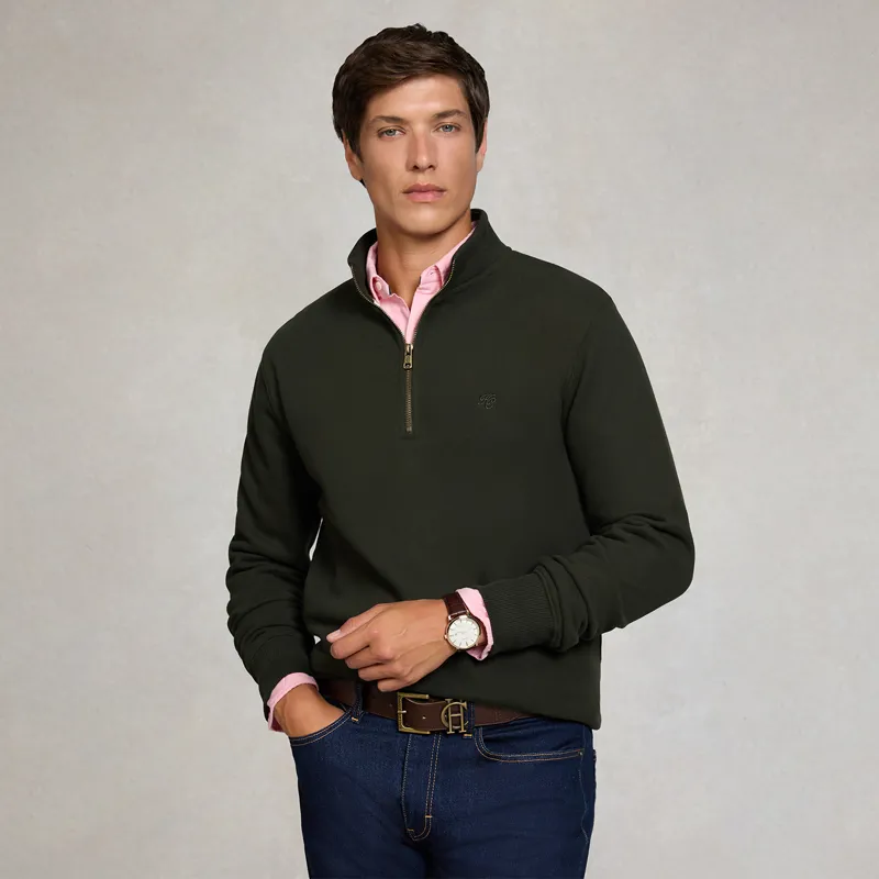 Holland Cooper Mens Quarter Zip Sweatshirt - Racing Green