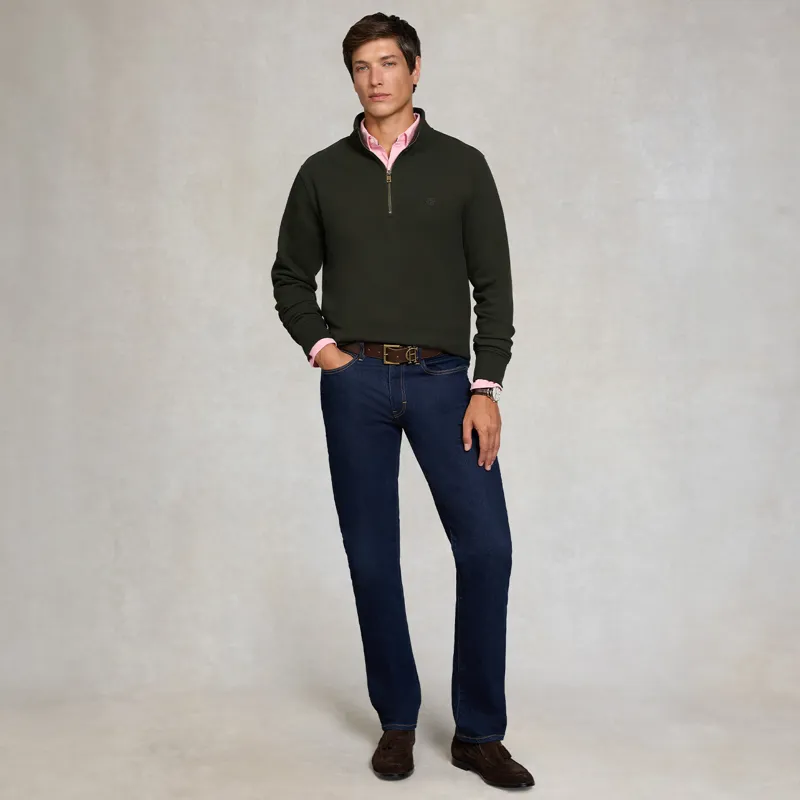 Holland Cooper Mens Quarter Zip Sweatshirt - Racing Green-1