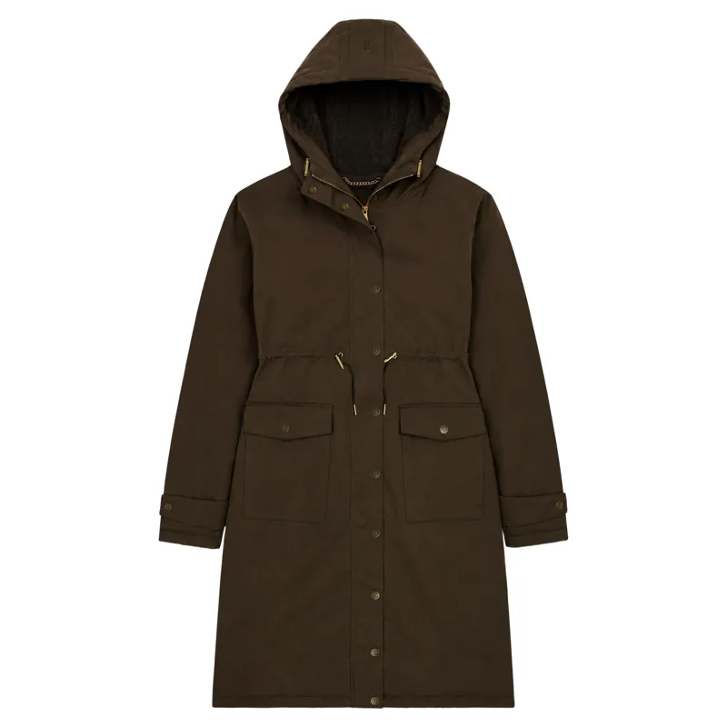 Holland Cooper Womens One-Size Waterproof Parka - Olive Brown-1