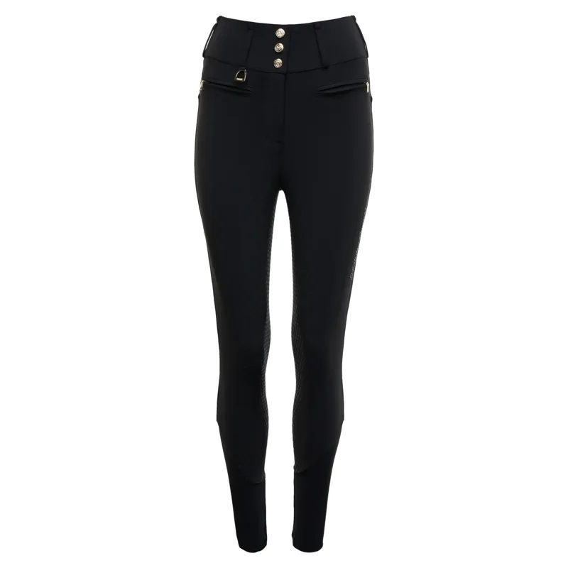 Holland Cooper Premium High Rise Full Grip Womens Breeches - Black-3