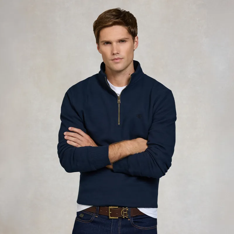 Holland Cooper Mens Quarter Zip Sweatshirt - Ink Navy-1