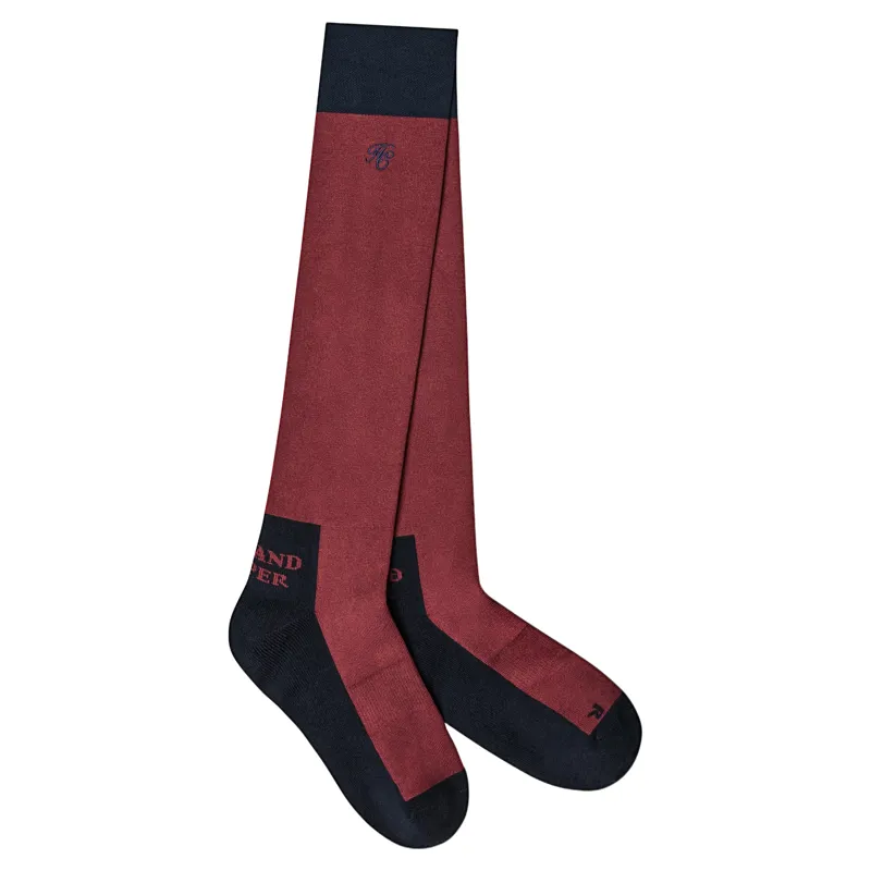 Holland Cooper Womens Tall Riding Socks - Oxblood/Navy-1