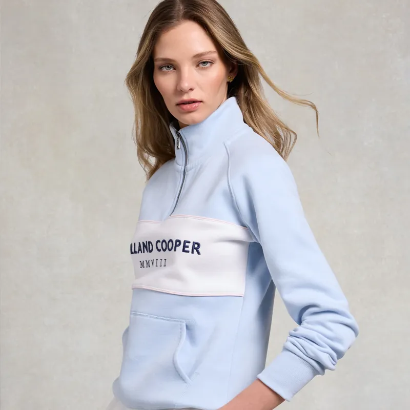 Holland Cooper Henley Womens Quarter Zip - Pale Blue-3