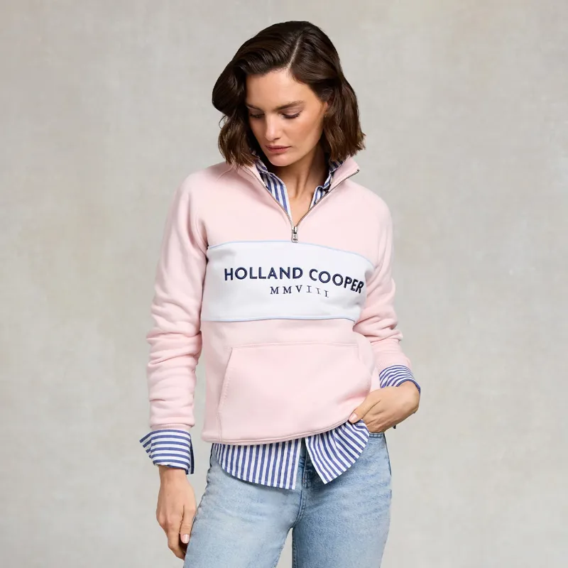 Holland Cooper Henley Womens Quarter Zip - Pink-3