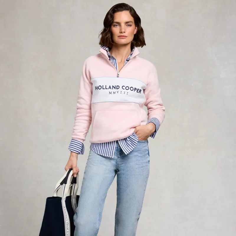 Holland Cooper Henley Womens Quarter Zip - Pink-4