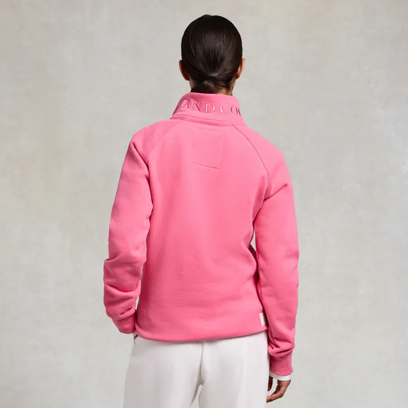 Holland Cooper Sporting Goods Henley Womens Quarter Zip - Peony Pink-1