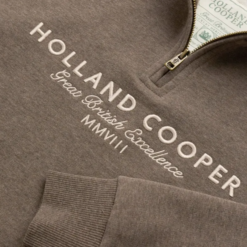 Holland Cooper Sporting Goods Henley Womens Quarter Zip Jumper - Chocolate Marl-3