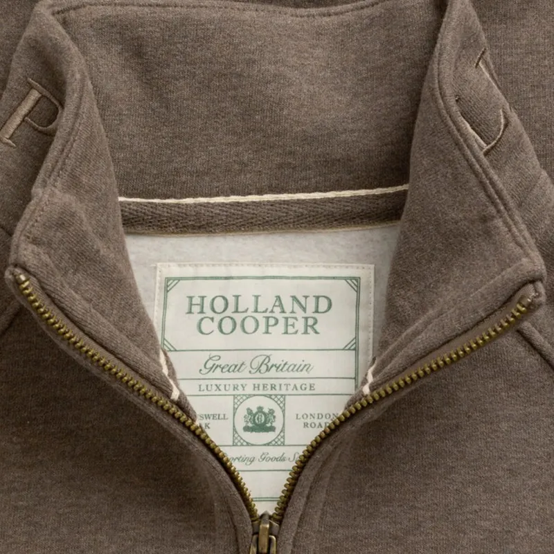 Holland Cooper Sporting Goods Henley Womens Quarter Zip Jumper - Chocolate Marl-8