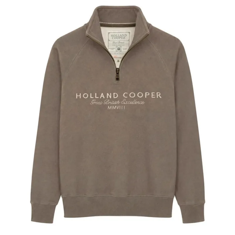 Holland Cooper Sporting Goods Henley Womens Quarter Zip Jumper - Chocolate Marl-1