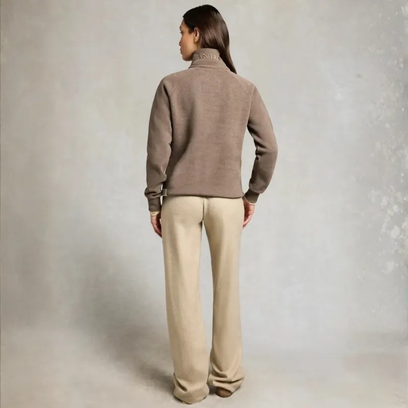 Holland Cooper Sporting Goods Henley Womens Quarter Zip Jumper - Chocolate Marl-10