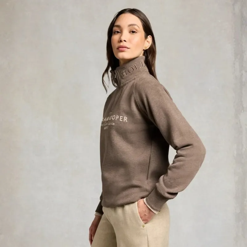 Holland Cooper Sporting Goods Henley Womens Quarter Zip Jumper - Chocolate Marl-7