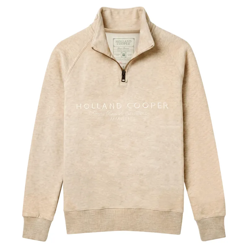 Holland Cooper Sporting Goods Henley Womens Quarter Zip Jumper - Oatmeal Marl-1