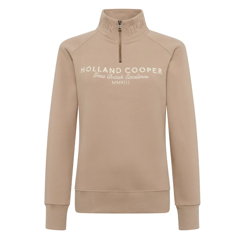 Holland Cooper Sporting Goods Henley Womens Quarter Zip - Taupe-1