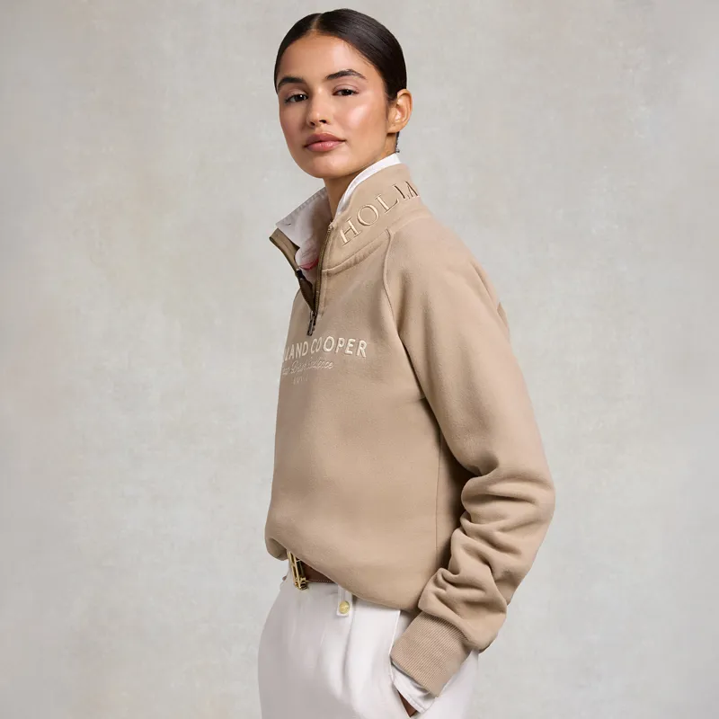 Holland Cooper Sporting Goods Henley Womens Quarter Zip - Taupe-3