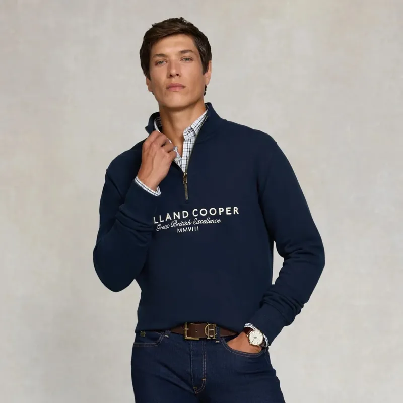 Holland Cooper Sporting Henley Goods Men's Quarter Zip - Ink Navy-2