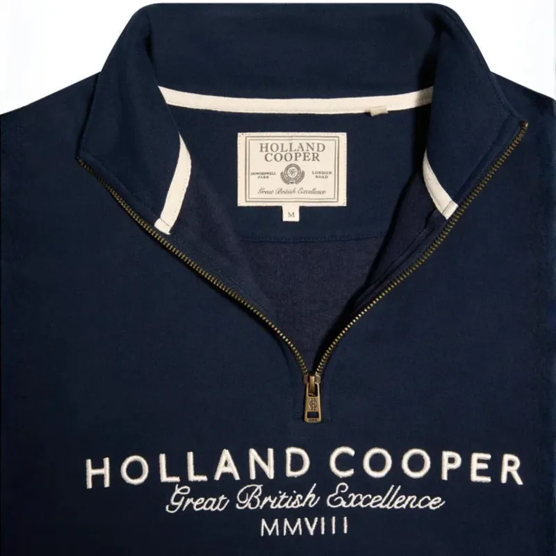 Holland Cooper Sporting Henley Goods Men's Quarter Zip - Ink Navy-3