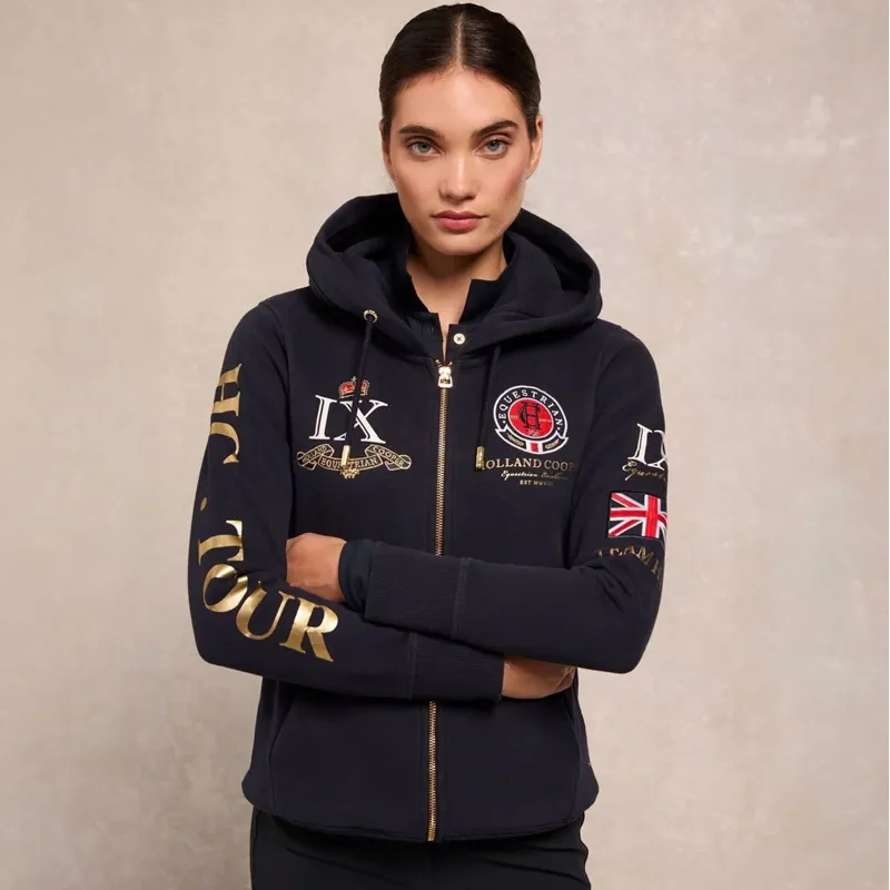 Holland Cooper Team Zip Hoodie Womens - Ink Navy-3