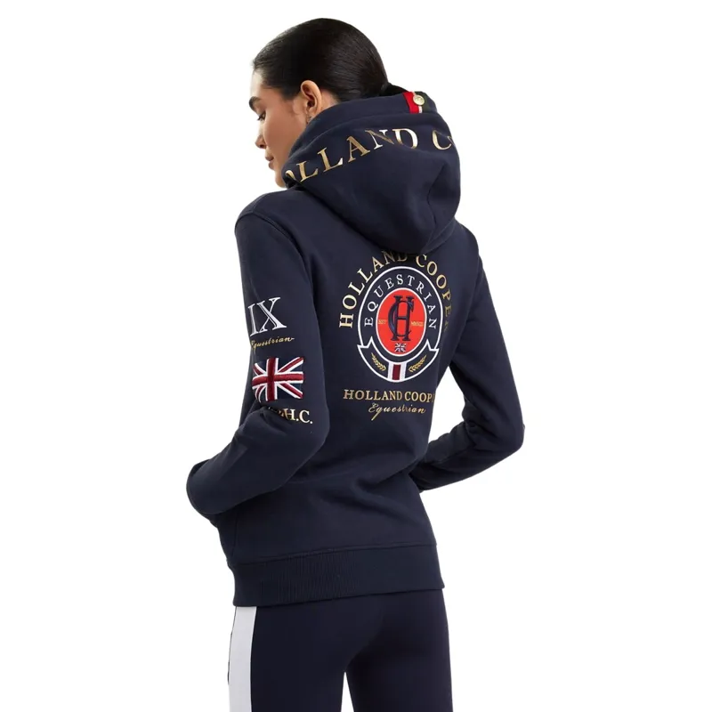 Holland Cooper Team Zip Hoodie Womens - Ink Navy-6