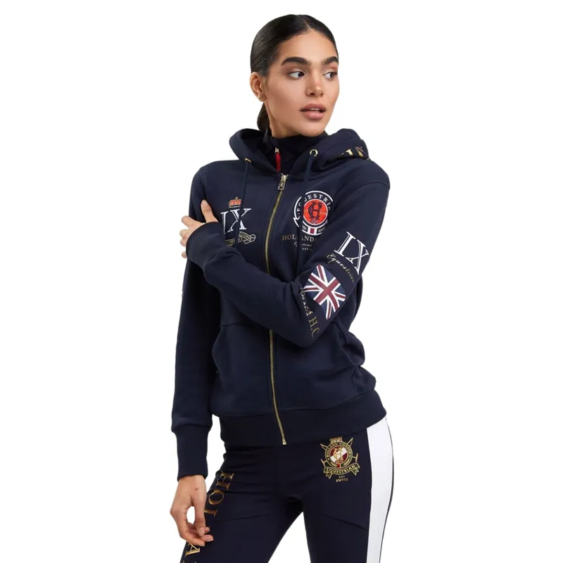 Holland Cooper Team Zip Hoodie Womens - Ink Navy-5