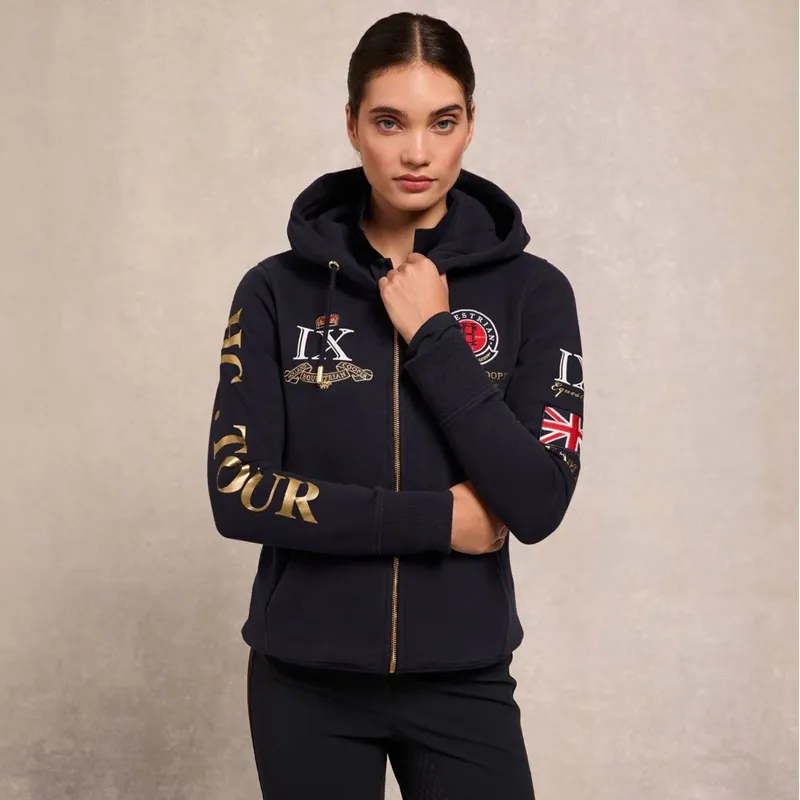 Holland Cooper Team Zip Hoodie Womens - Ink Navy