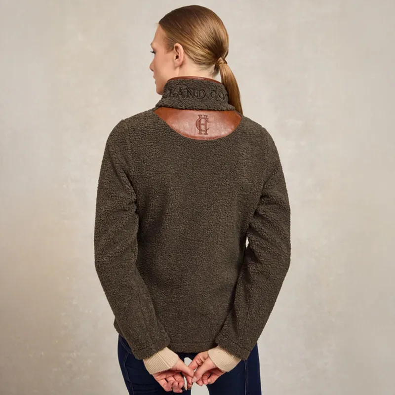 Holland Cooper Country Womens Full Zip Fleece Jumper - Khaki Borg-1