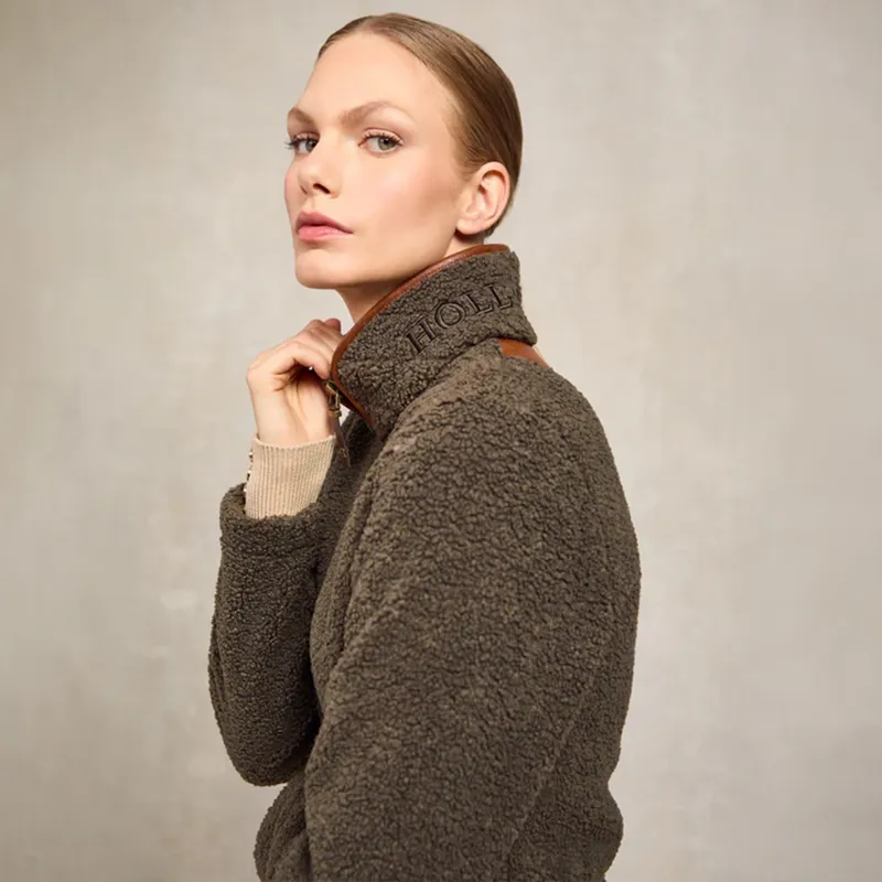 Holland Cooper Country Womens Full Zip Fleece Jumper - Khaki Borg-2