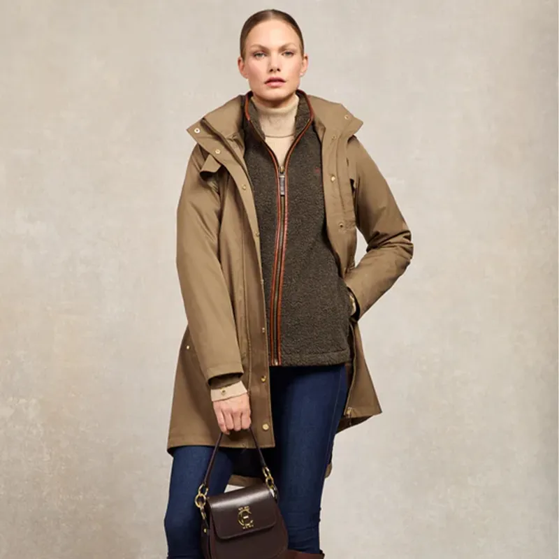 Holland Cooper Country Womens Full Zip Fleece Jumper - Khaki Borg-4