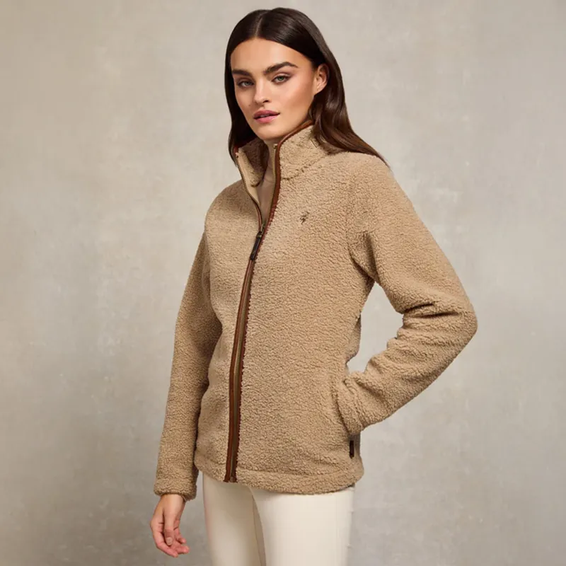 Holland Cooper Country Womens Full Zip Fleece Jumper - Natural Borg-1