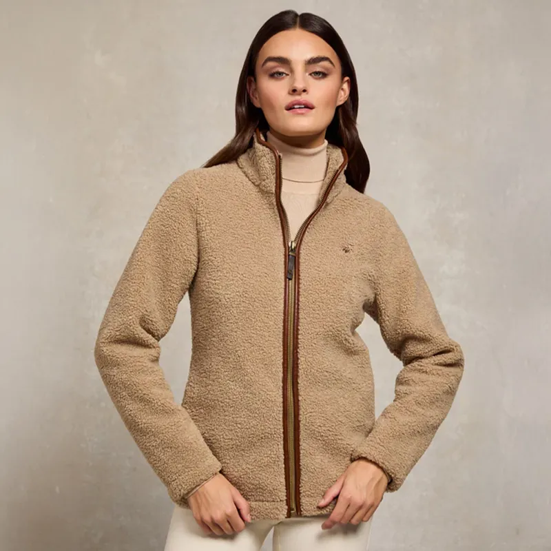 Holland Cooper Country Womens Full Zip Fleece Jumper - Natural Borg
