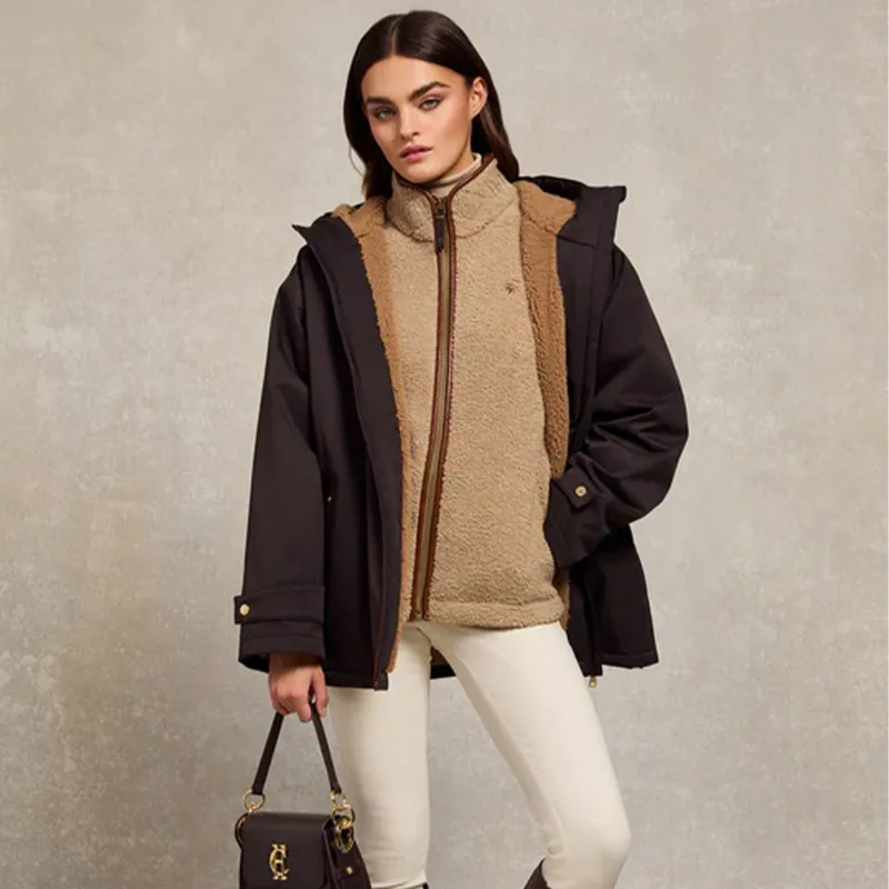 Holland Cooper Country Womens Full Zip Fleece Jumper - Natural Borg-2