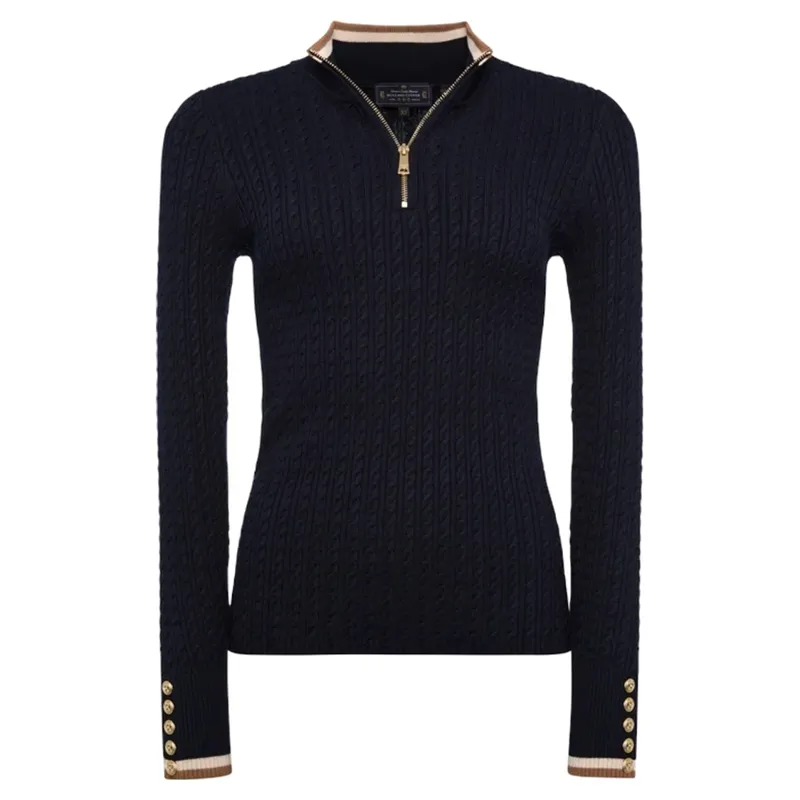 Holland Cooper Zoe Womens Quarter Zip Knit - Ink Navy-4