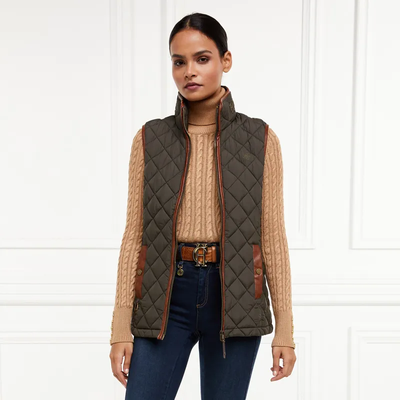 Holland Cooper Country Quilted Ladies Gilet - Heritage Khaki