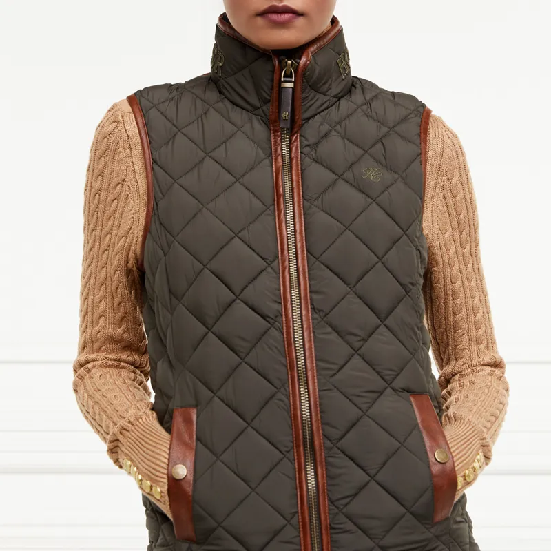 Holland Cooper Country Quilted Ladies Gilet - Heritage Khaki-1