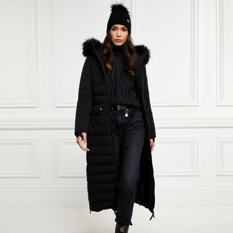 Long black top quilted jacket