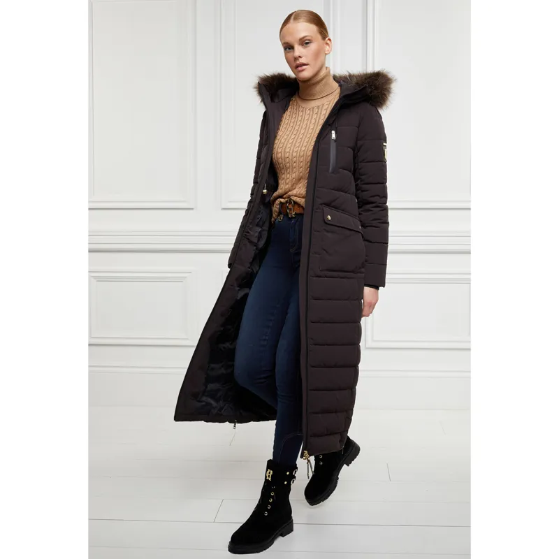 Holland Cooper Finsworth Ladies Longline Quilted Jacket - Chocolate-2