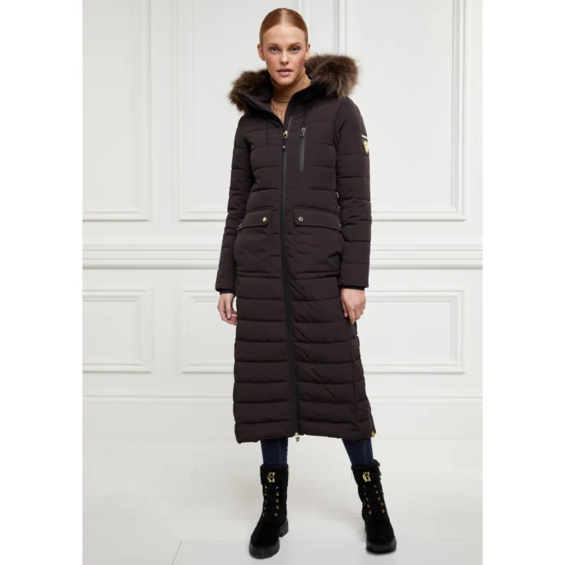 Holland Cooper Finsworth Ladies Longline Quilted Jacket - Chocolate-4