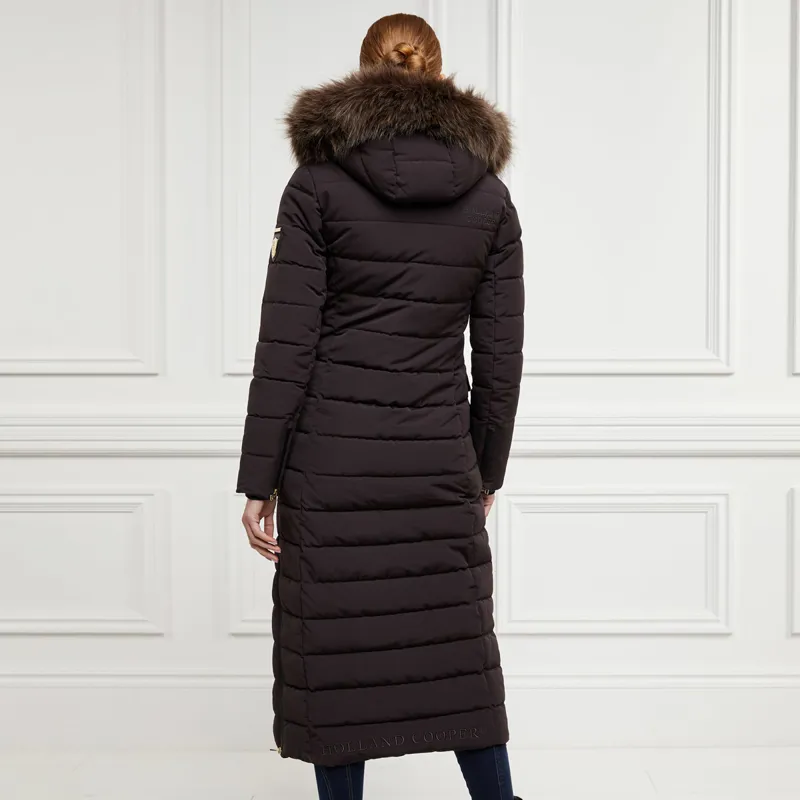 Holland Cooper Finsworth Ladies Longline Quilted Jacket Chocolate