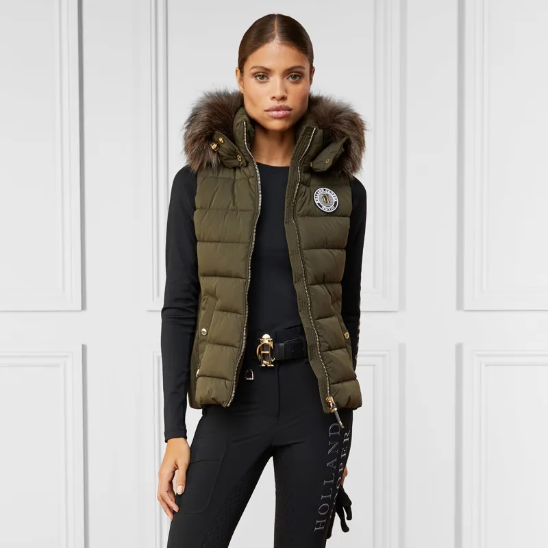 Ladies gilet with fur hood 2025