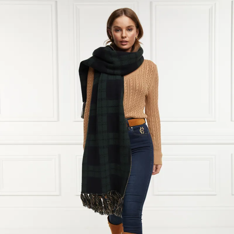 Holland Cooper Reversible Monogram Scarf - Blackwatch Tartan-2