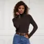 Holland Cooper Seattle Roll Neck Ladies Cable Knit Jumper - Chocolate