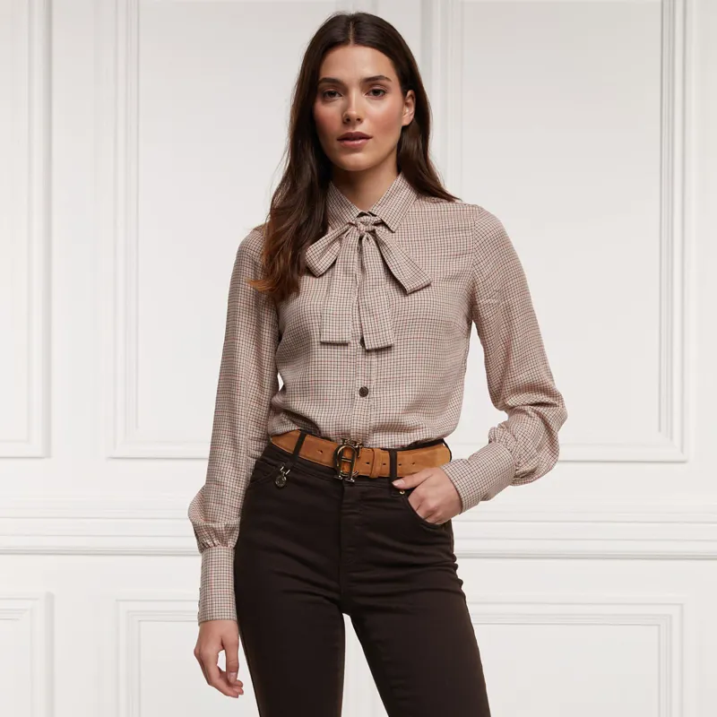 Holland Cooper Heritage Ladies Shirt - Oatmeal Check
