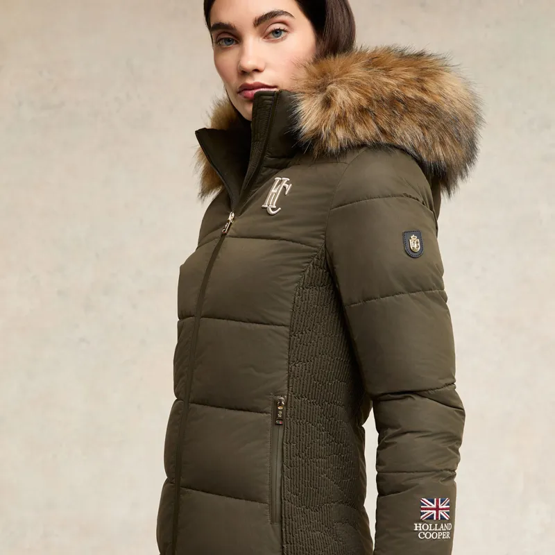 Holland Cooper Team Padded Womens Coat - Khaki-2