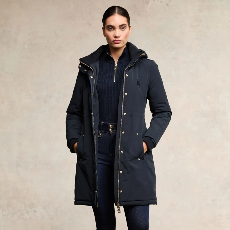 Holland Cooper Team Waterproof Womens Coat - Ink Navy Mono-1