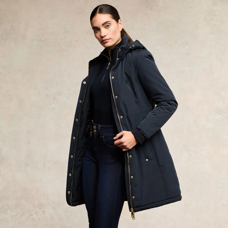 Holland Cooper Team Waterproof Womens Coat - Ink Navy Mono-2