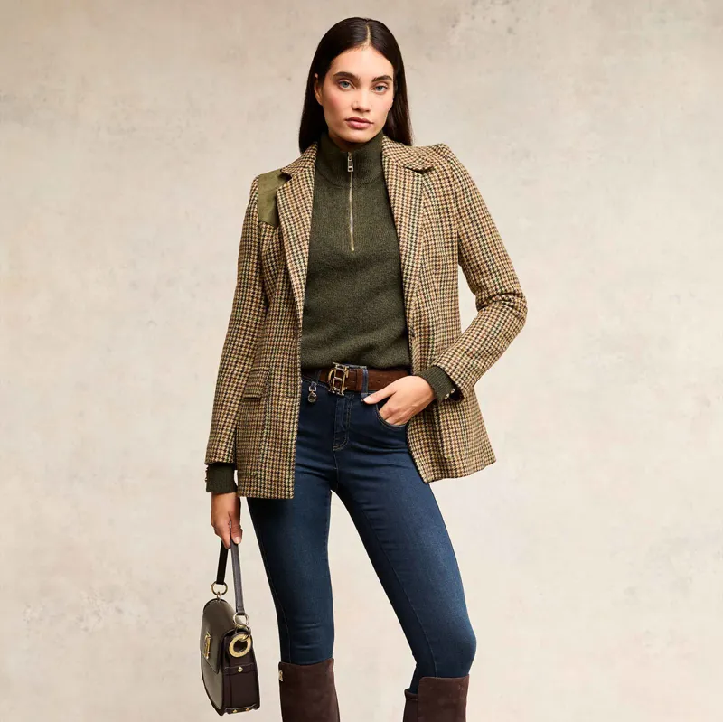 Holland Cooper Tori Half Zip Knit Ladies Jumper - Forest Green-3